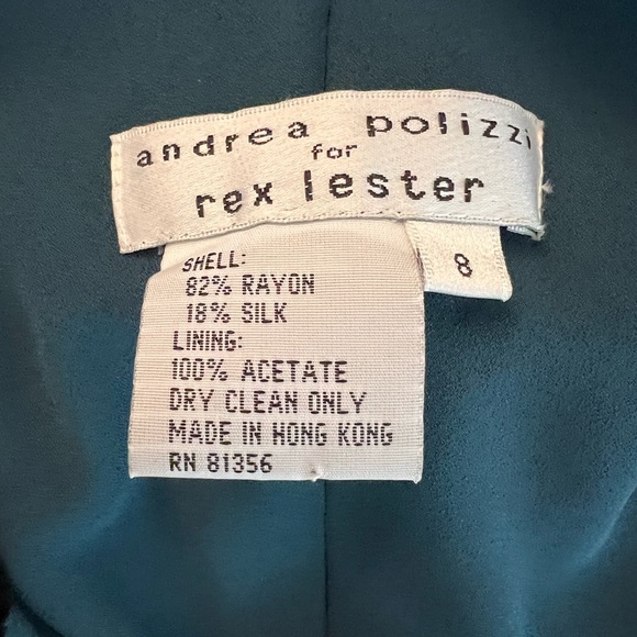 Andrea Polizzi for Rex Lester High Neck Velvet Silk Blend Teal Y2K Maxi Dress 8 - Picture 9 of 9